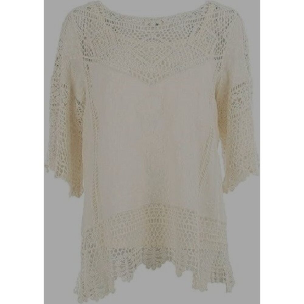 Democracy Size XS Crochet Embroidered Cottage Core Pullover BOHO Top Blouse NEW - Picture 4 of 4